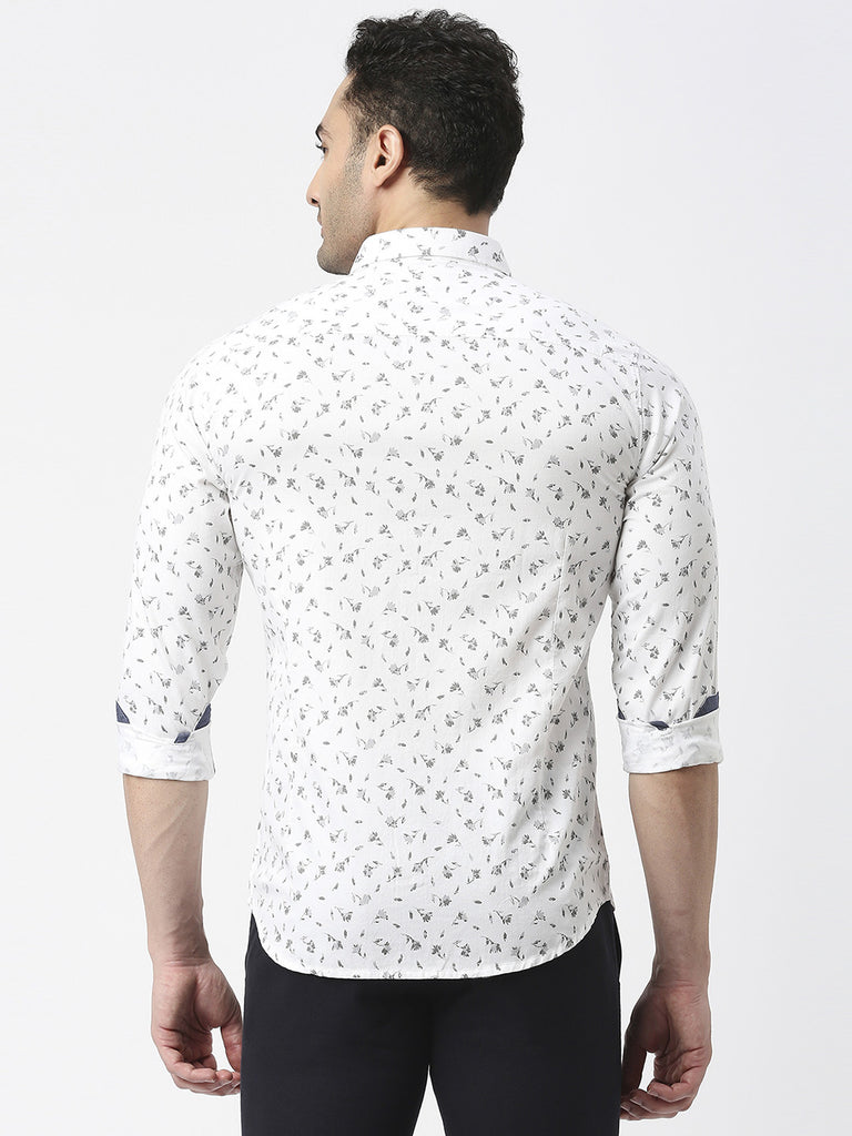 White Premium Cotton Twill Printed shirt