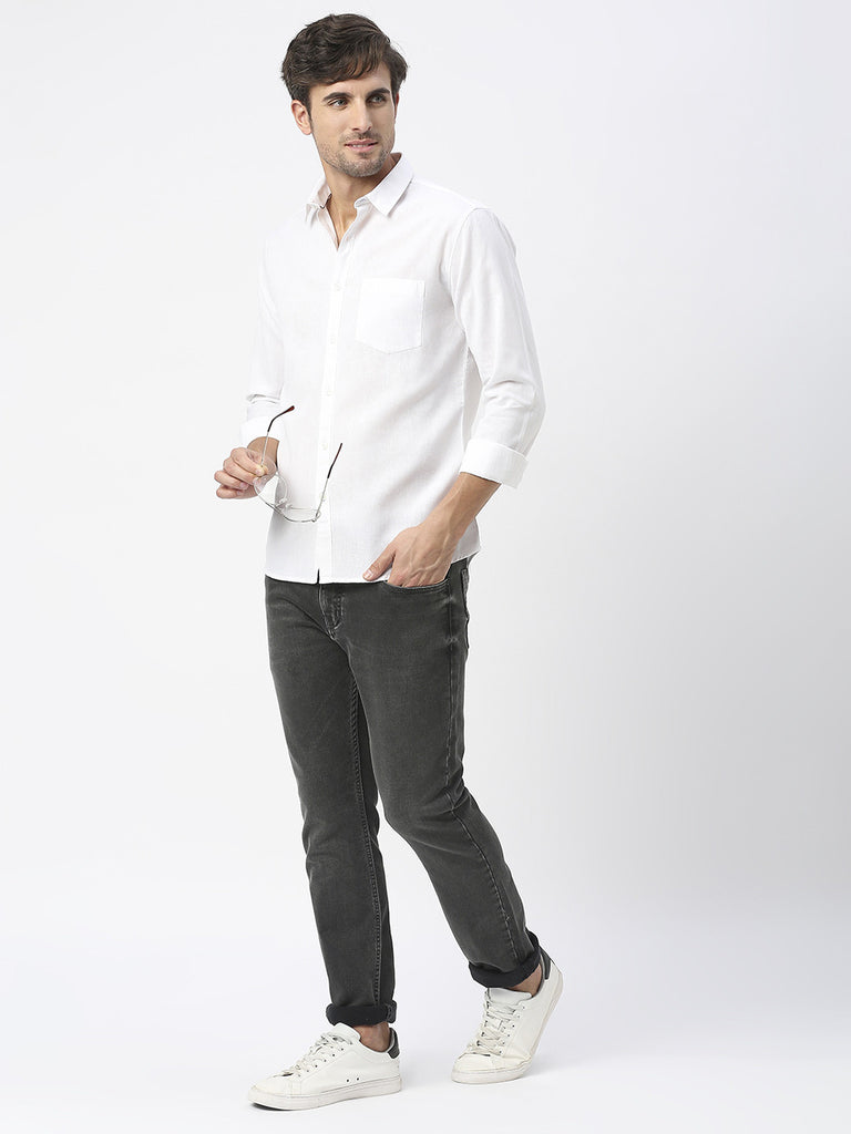 White Linen Shirt With Pocket