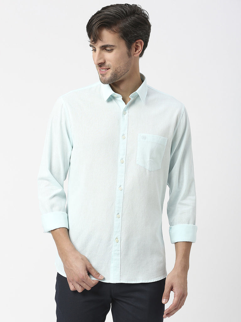 Mint Green Linen Shirt With Pocket