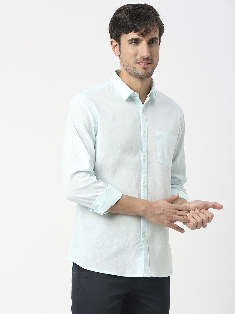 Mint Green Linen Shirt With Pocket