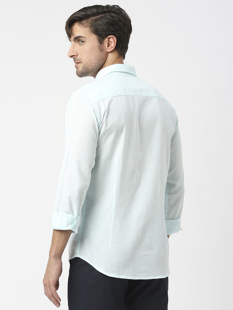 Mint Green Linen Shirt With Pocket