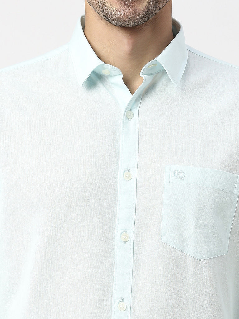 Mint Green Linen Shirt With Pocket