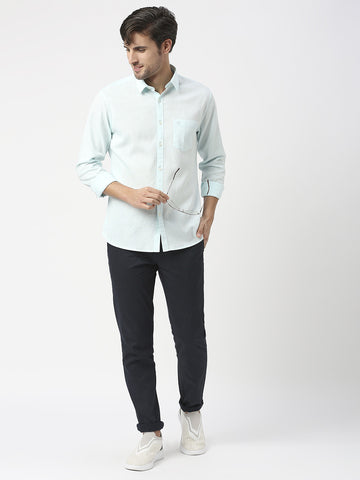 Mint Green Linen Shirt With Pocket