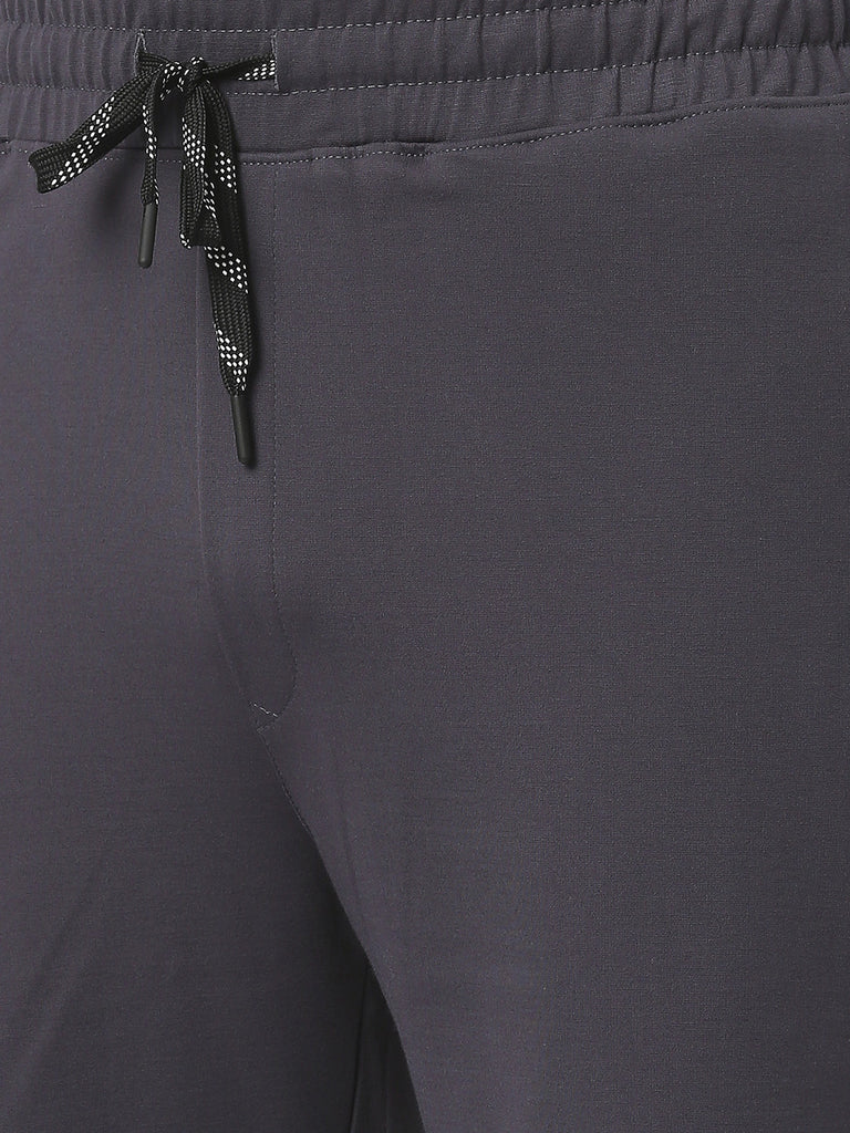 Charcoal Grey Tencel Lycra Shorts With Zipped Pocket