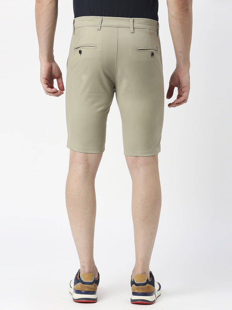 Pistachio Solid Cotton Shorts