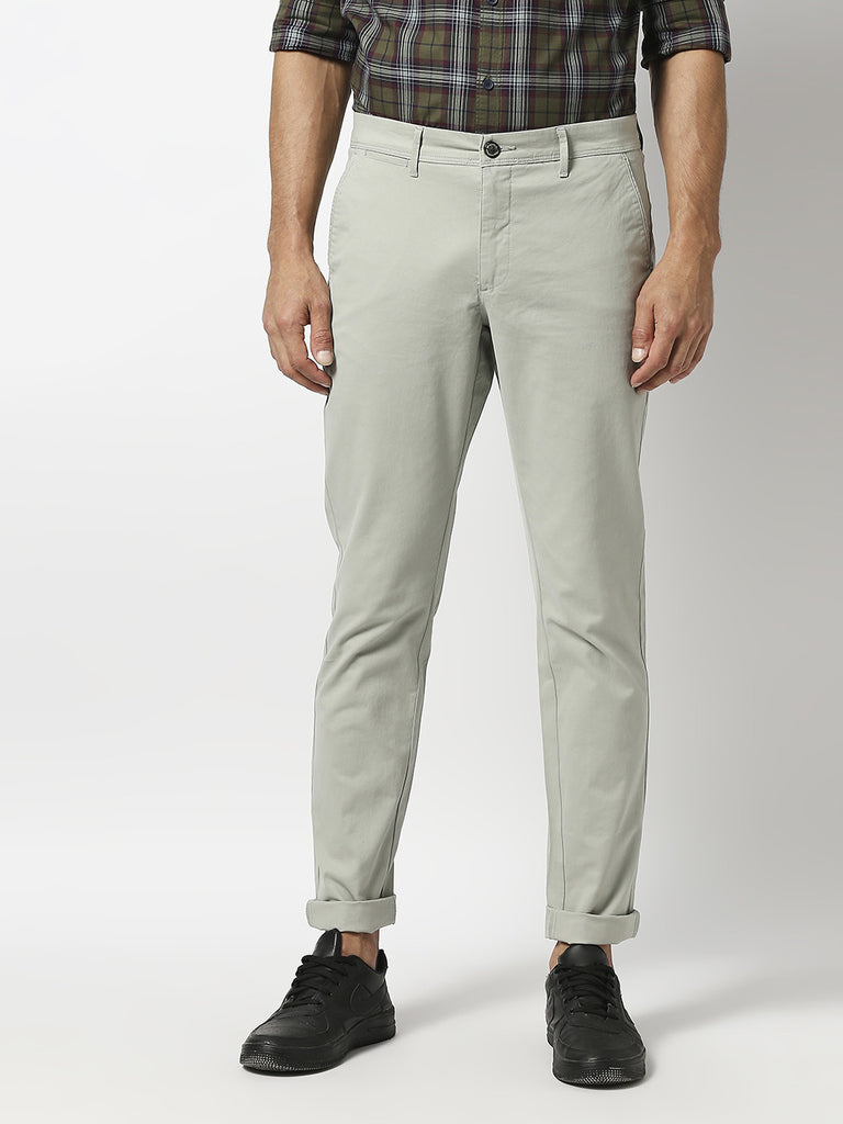 Light Pistachio Slim Tapered Cotton Dobby Lycra Trouser – Dragon Hill ...