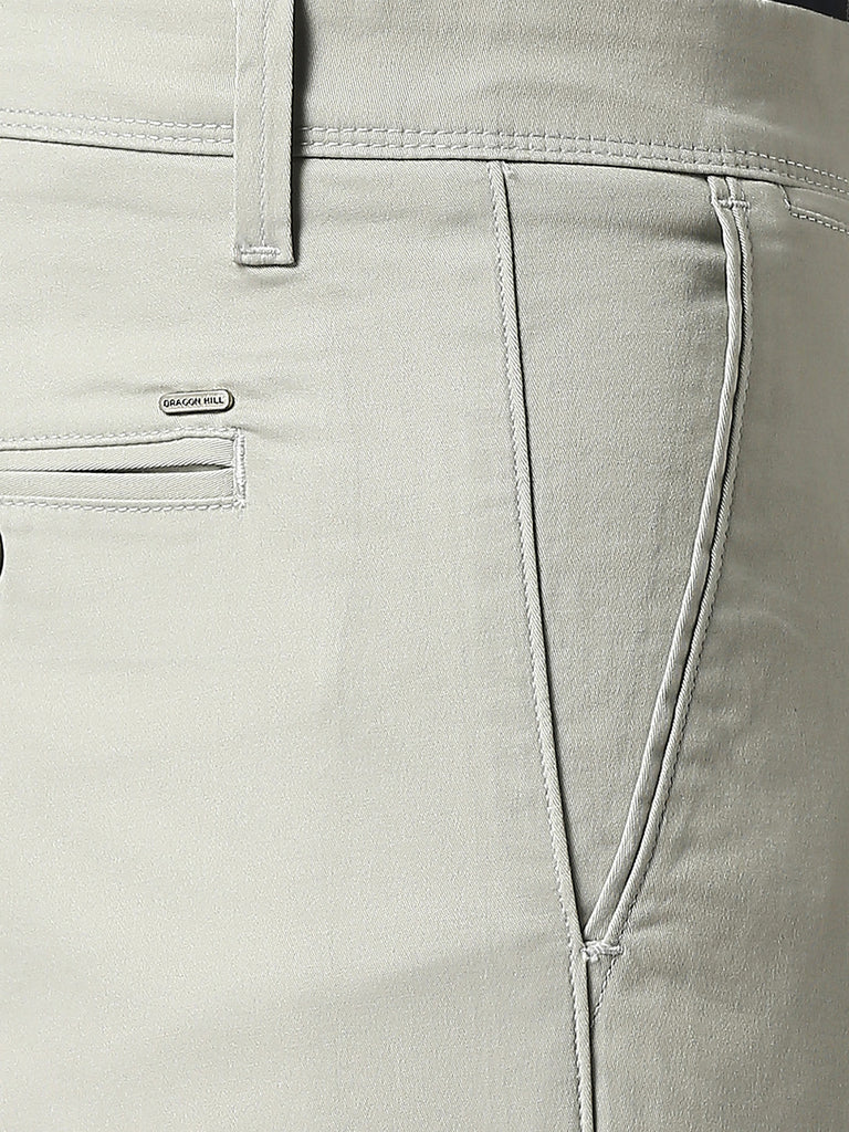 Light Grey Slim Tapered Cotton Dobby Lycra Trouser