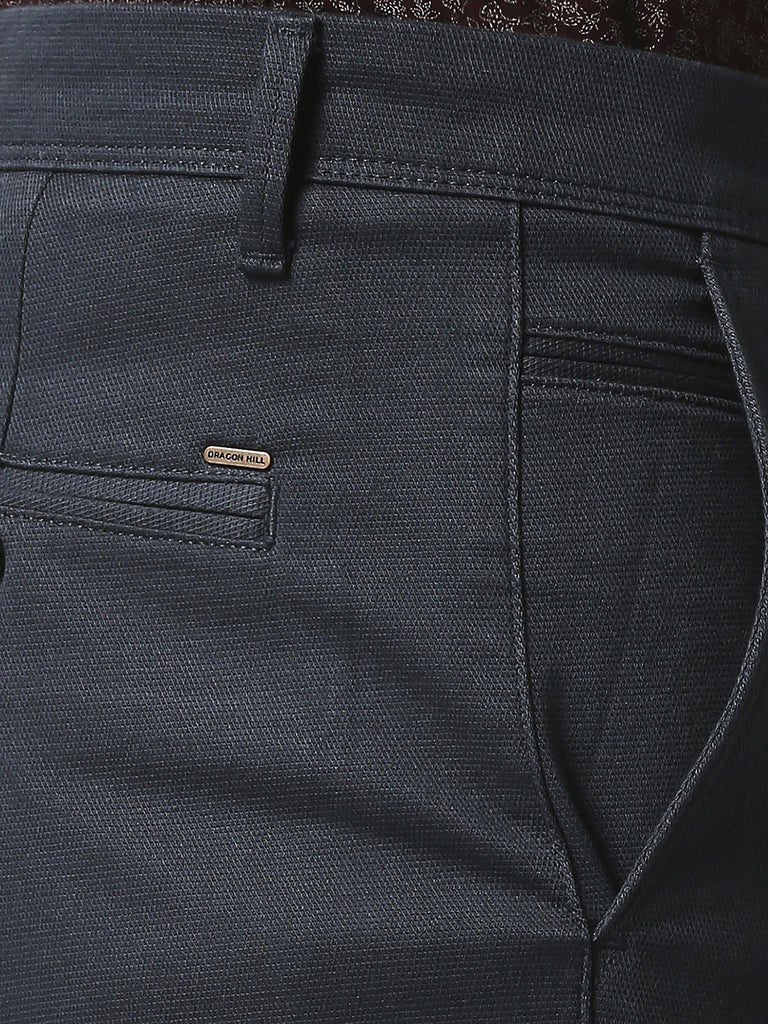 Steel Blue Slim Tapered Cotton Trousers