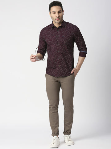 Coffee Brown Slim Tapered Cotton Trouser