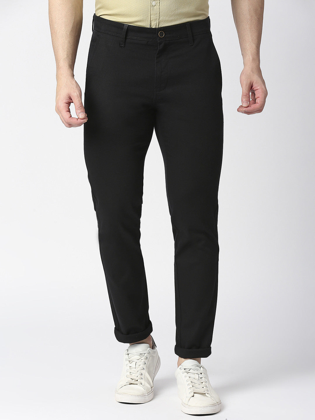 Black Slim Tapered Cotton Trouser