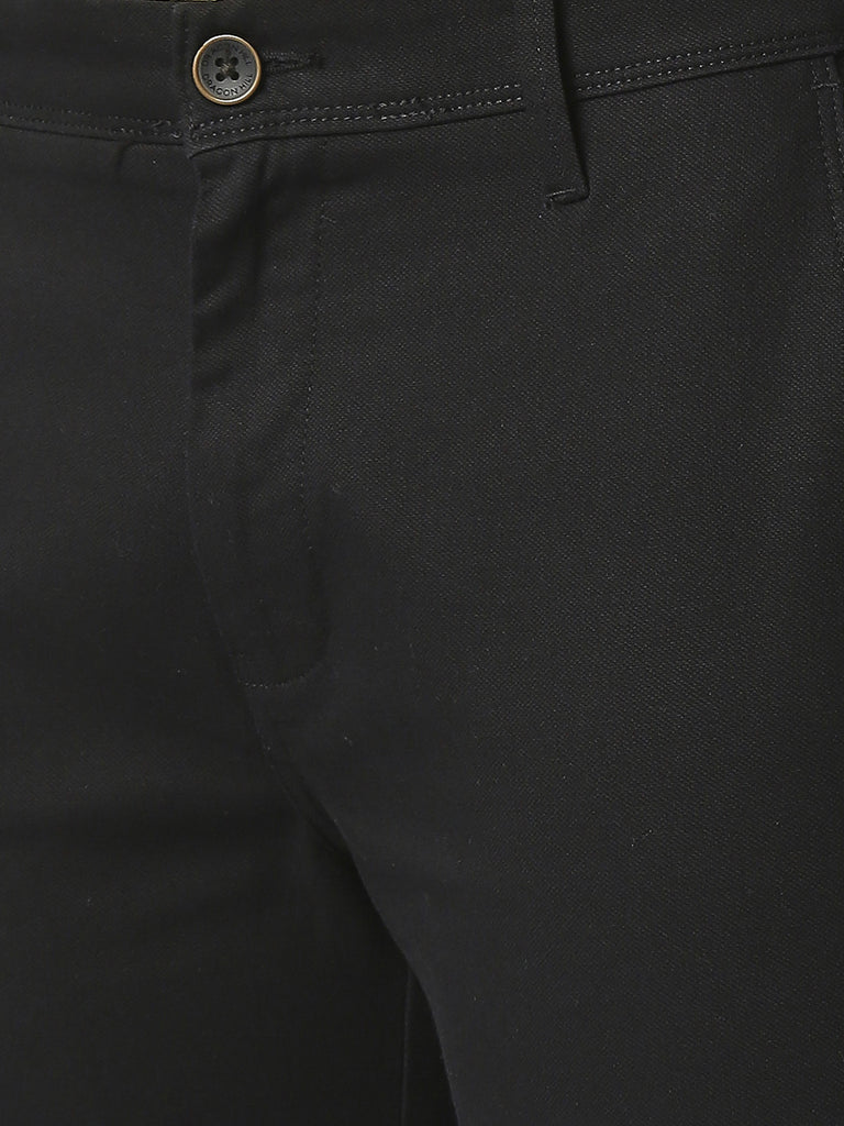 Black Slim Tapered Cotton Trouser