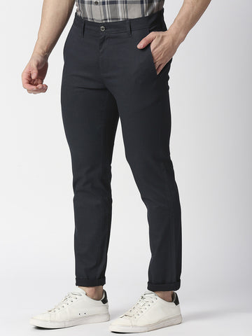 Navy Slim Tapered Cotton Stretch Trouser