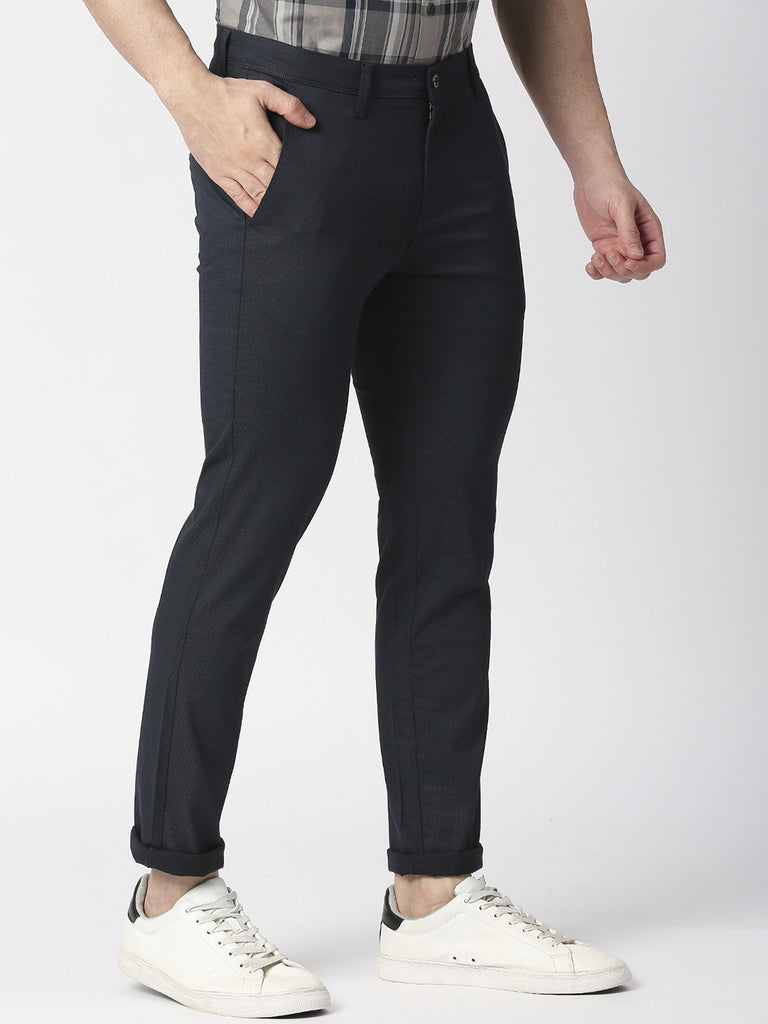 Navy Slim Tapered Cotton Stretch Trouser