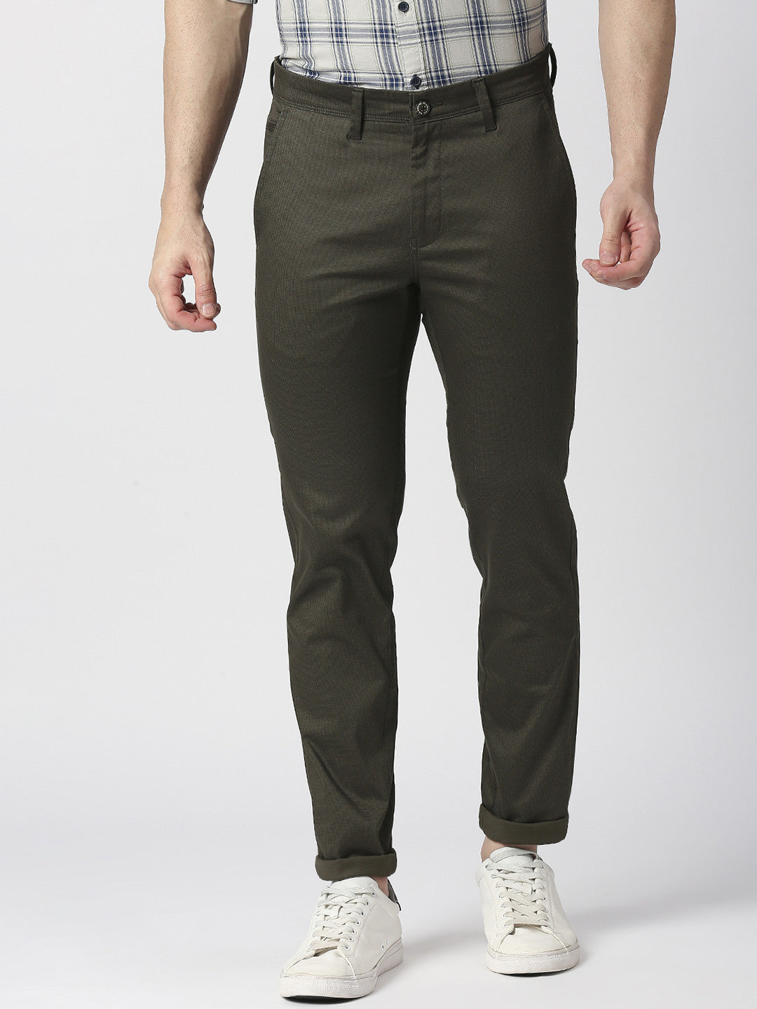 Olive Slim Tapered Cotton Stretch Trouser