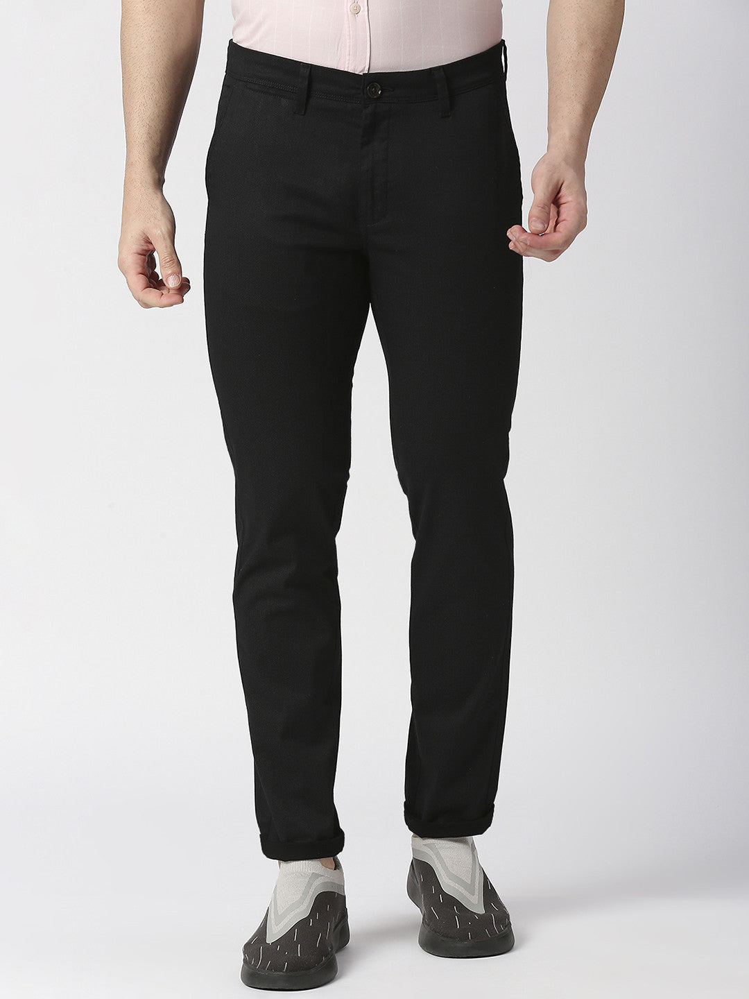 Black Slim Tapered Cotton Stretch Trouser