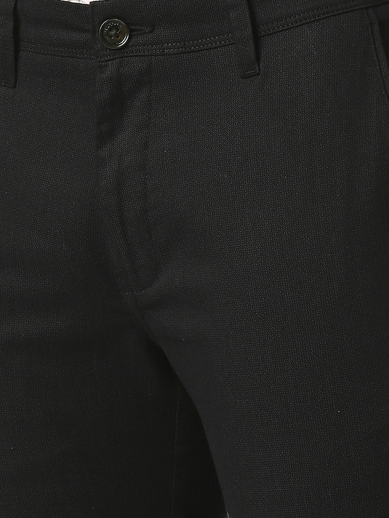 Black Slim Tapered Cotton Stretch Trouser