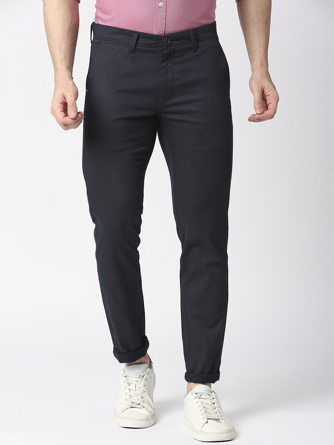 Navy Slim Tapered Cotton Stretch Trouser