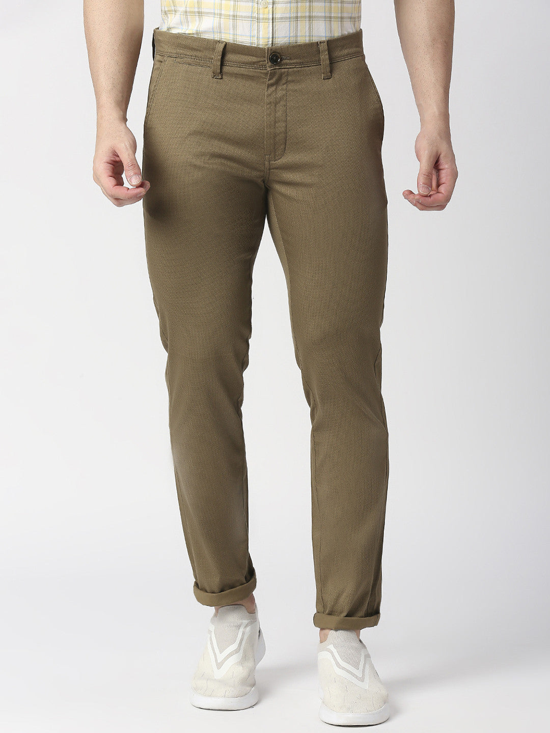 Olive Slim Tapered Cotton Stretch Trouser