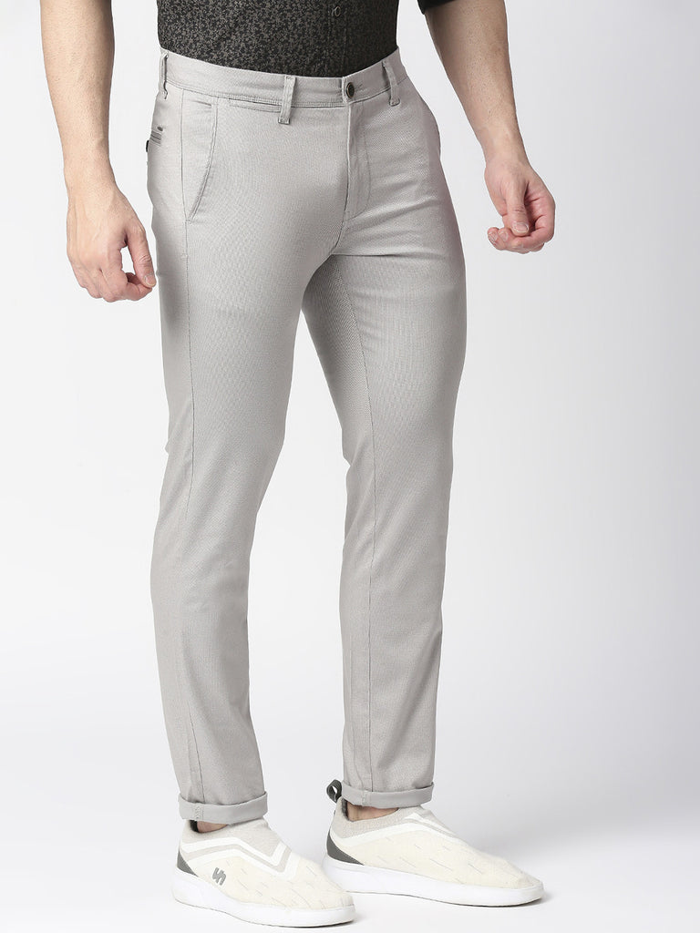 Light Grey Slim Tapered Cotton Stretch Trouser