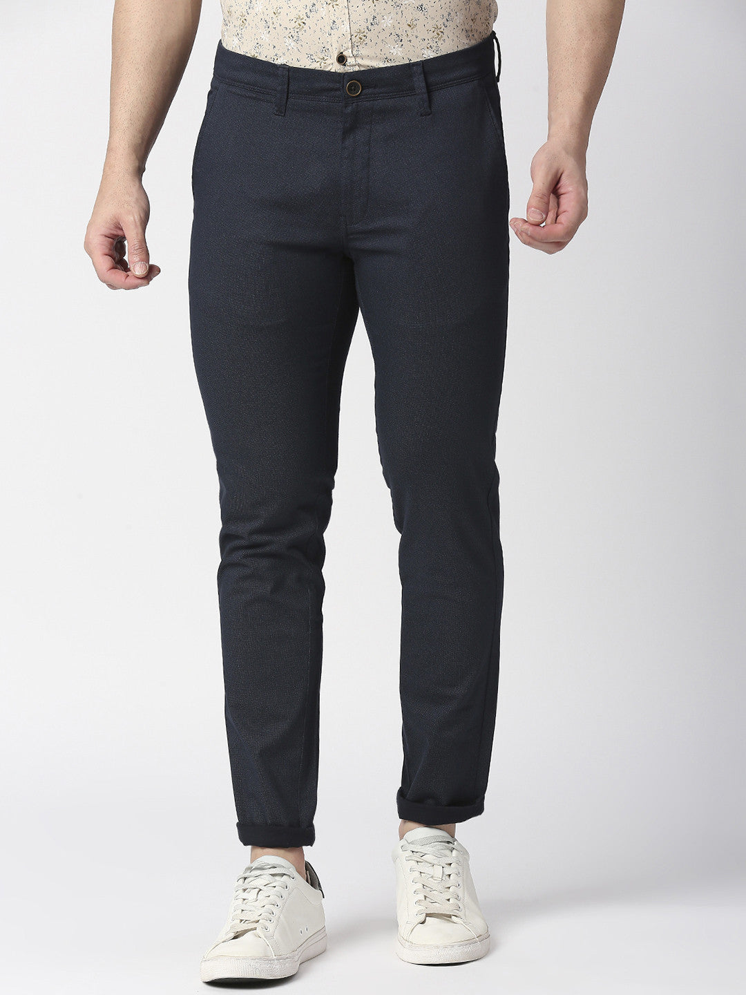 Navy Slim Tapered Cotton Stretch Trouser