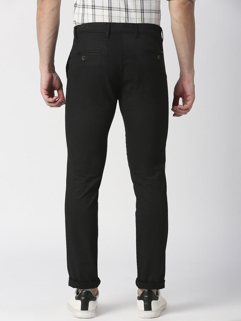 Black Slim Tapered Cotton Stretch Trouser