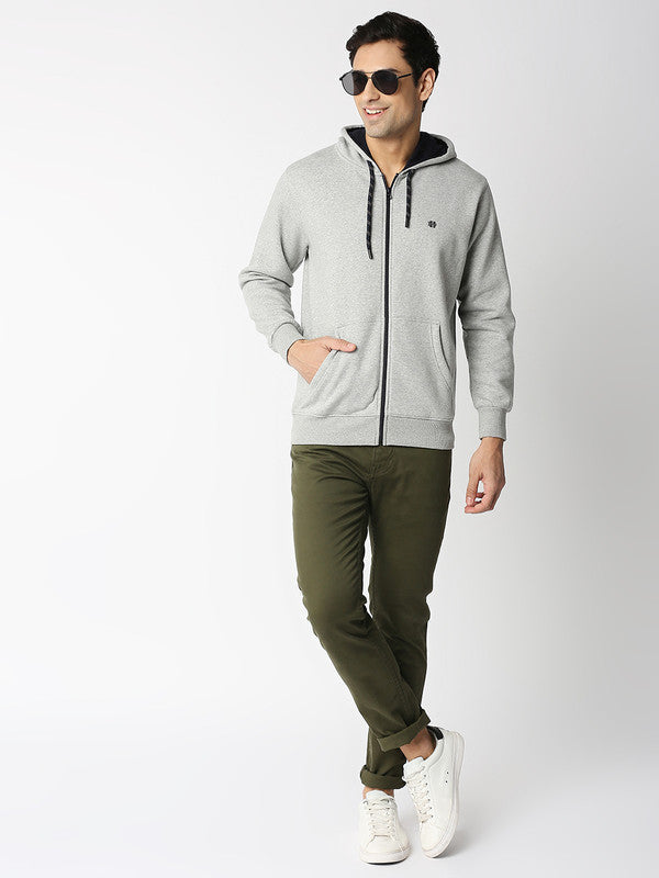 Grey Melange Fleece Full-Zip Hoodie