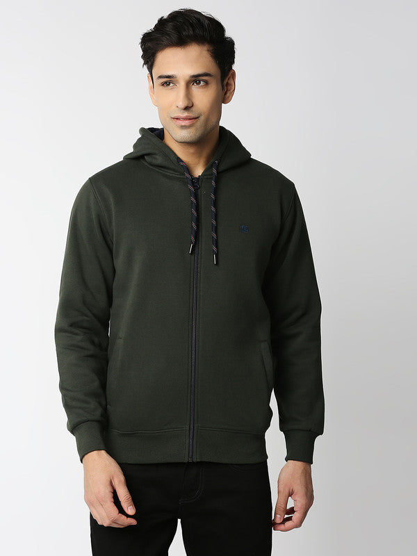 Olive Fleece Full-Zip Hoodie