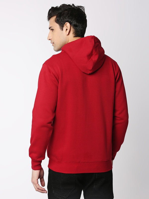 Deep Red Fleece Full-Zip Hoodie