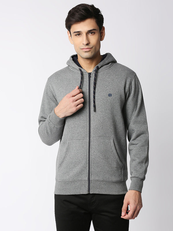 Medium Grey Melange, Fleece Full-Zip Hoodie