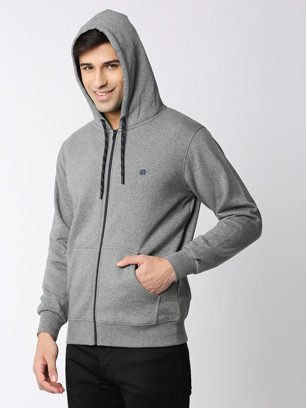 Medium Grey Melange, Fleece Full-Zip Hoodie