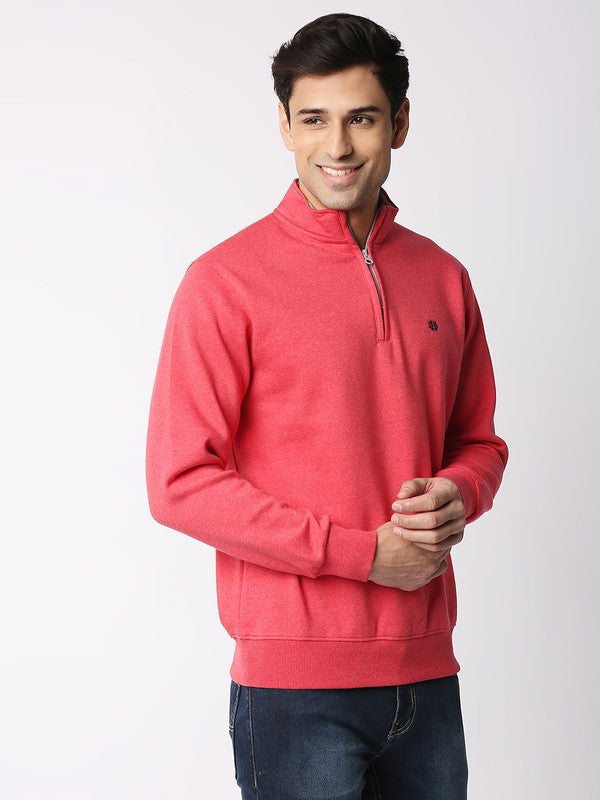 Red Melange Half-Zip Sweatshirt