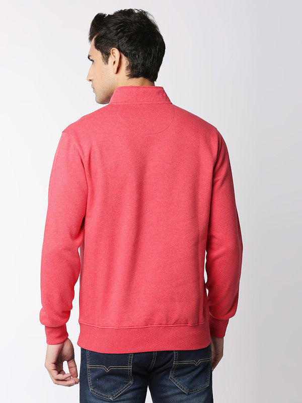 Red Melange Half-Zip Sweatshirt