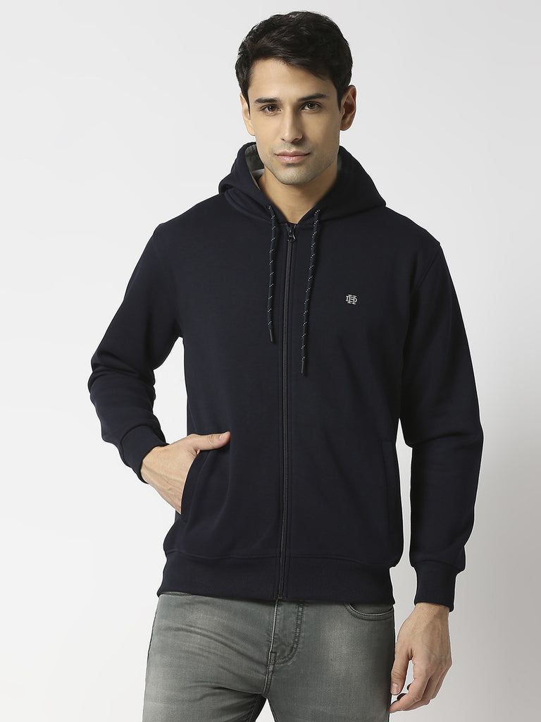 Navy Blue Full Zip Fleece Hoodie