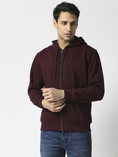 Wine Full Zip Fleece Hoodie